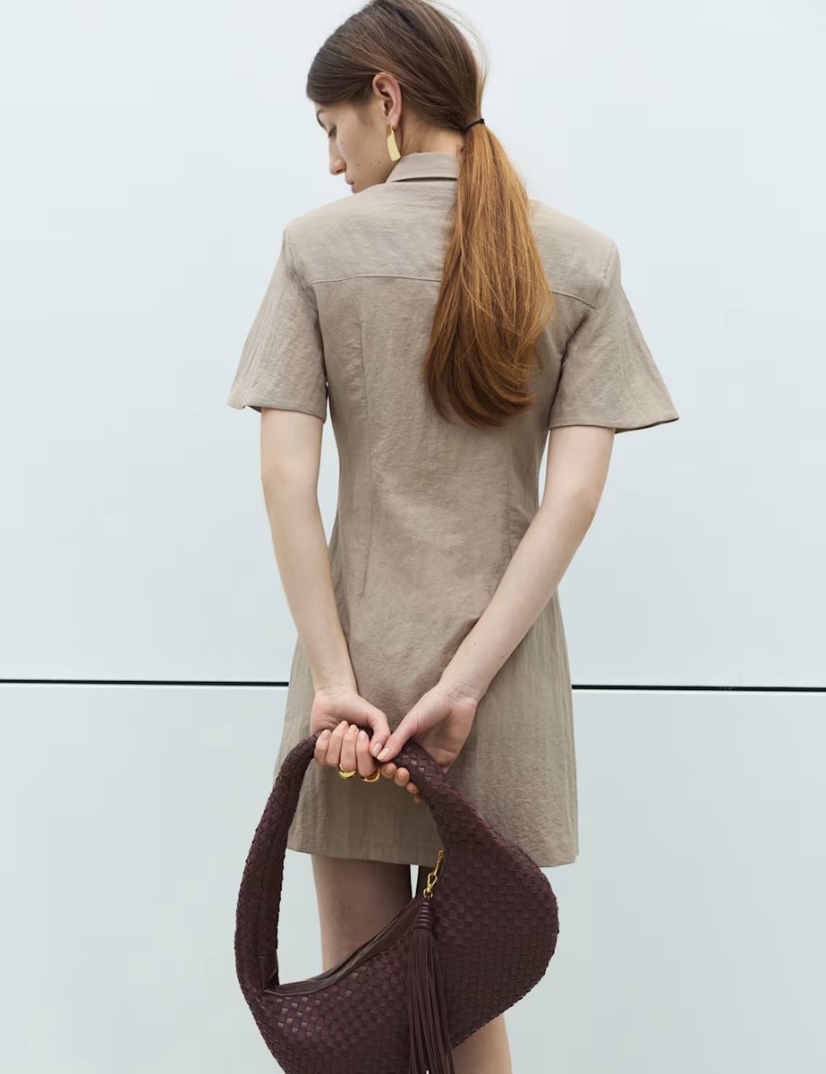 Marks & Spencer M&S Button Through Mini Shirt Dress Natural - 3