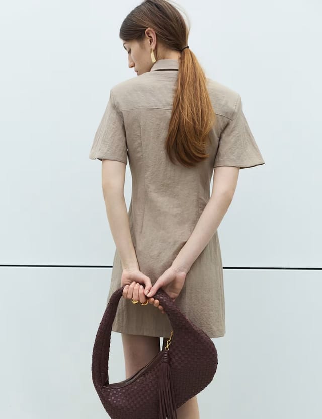 Marks & Spencer M&S Button Through Mini Shirt Dress Natural - 3
