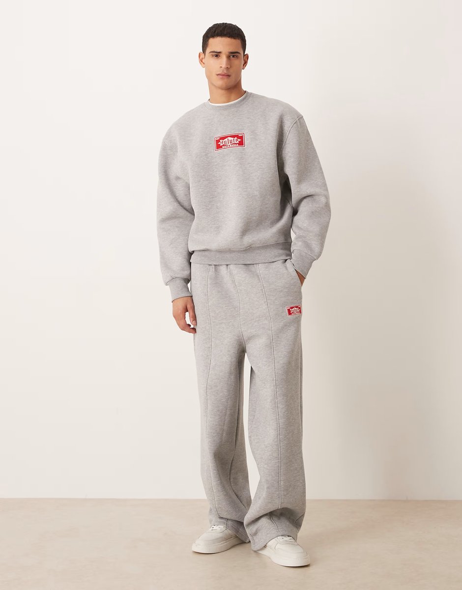 ASOS ASOS DESIGN co-ord oversized sweatshirt with chest embroidery in grey marl - 2