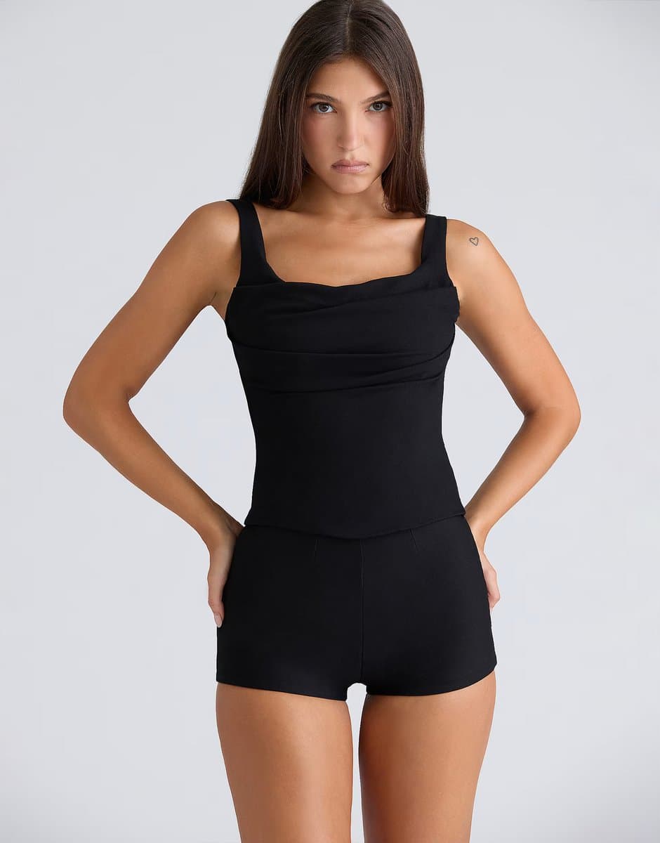 ASOS ASOS House of CB Drape Neck Black Corset Top