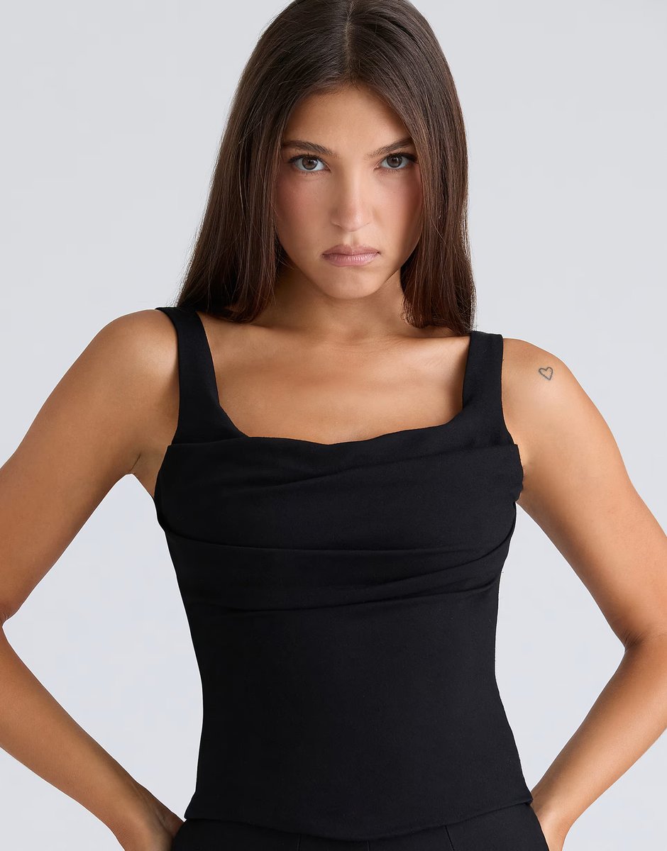 ASOS House of CB The drape neck black corset top in black - 3