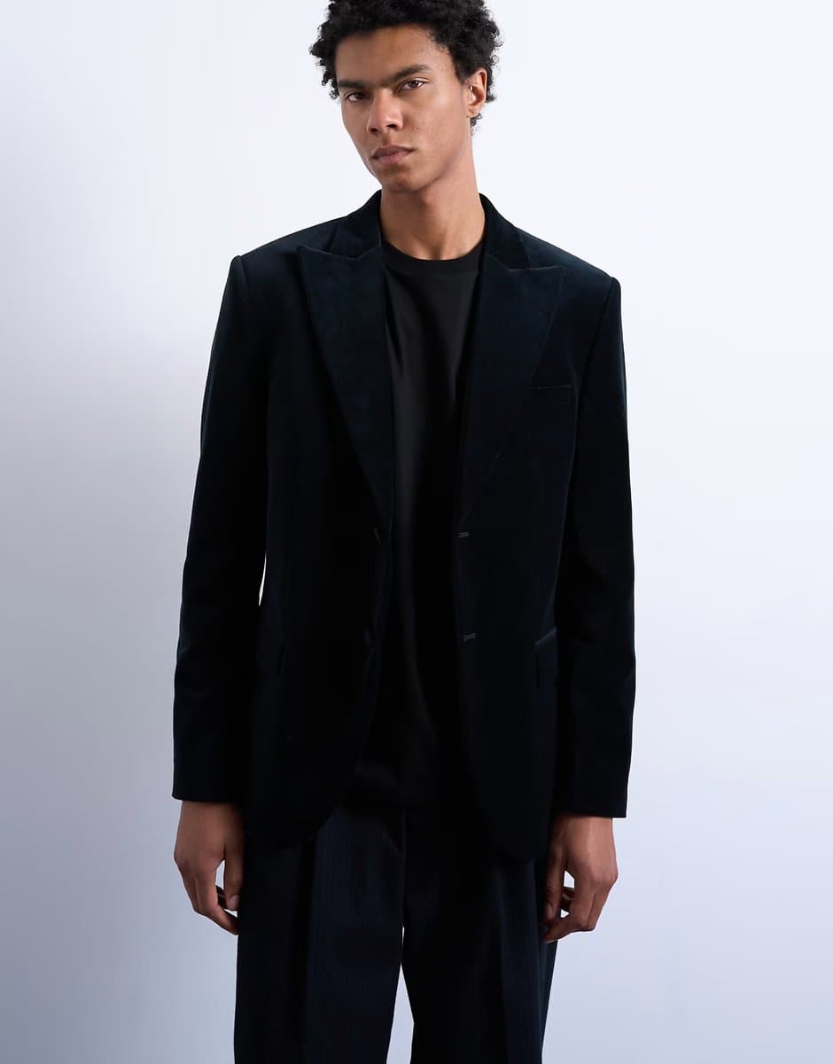 ASOS ASOS Topman Velvet Blazer in Black