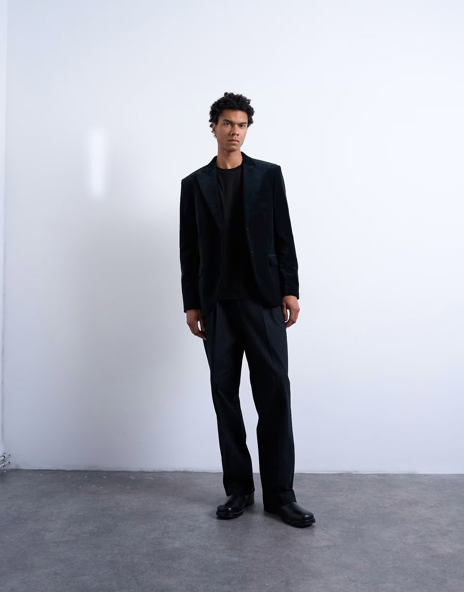 ASOS Topman velvet blazer in black - 4