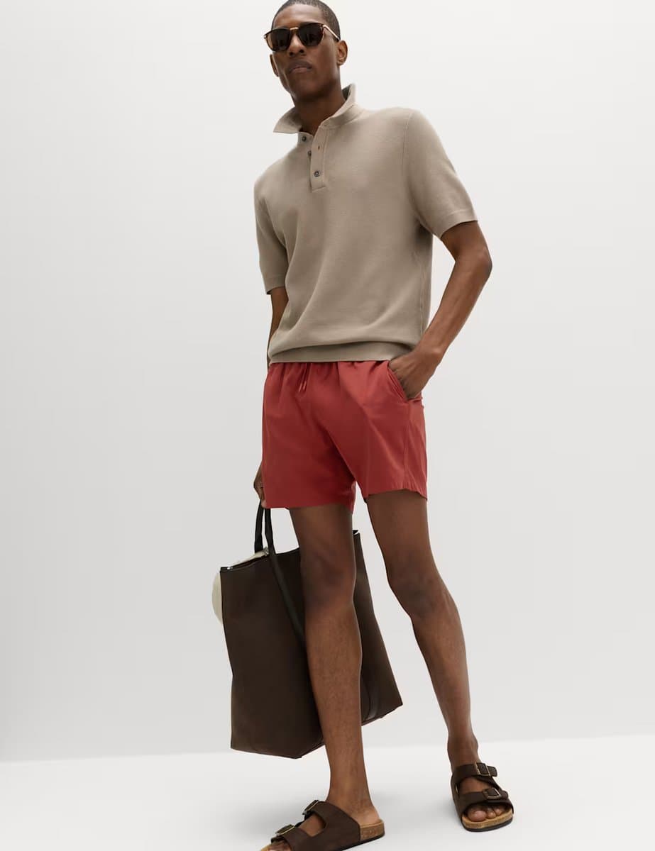 Marks & Spencer M&S Quick Dry Plain Swim Shorts in Paprika