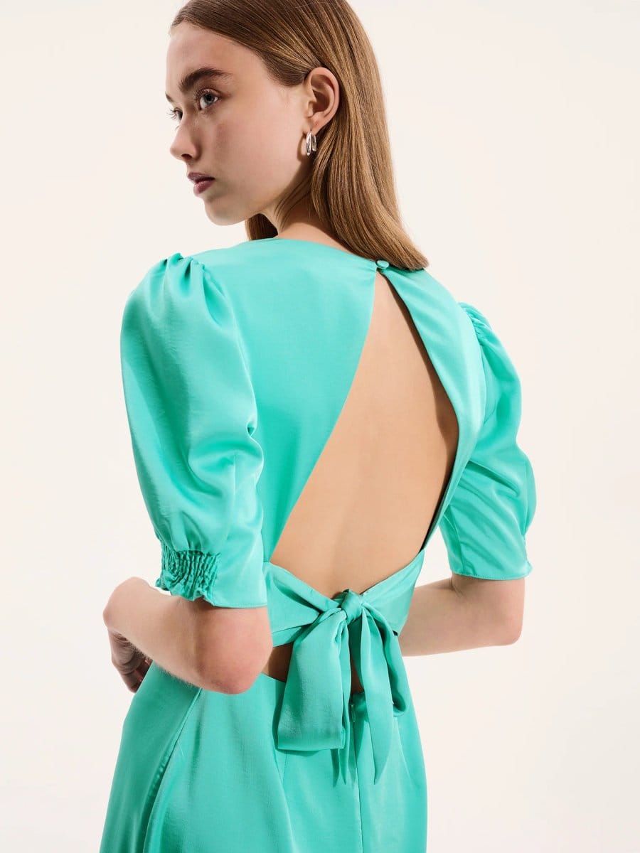 OMNES Odette Dress in Turquoise - 4
