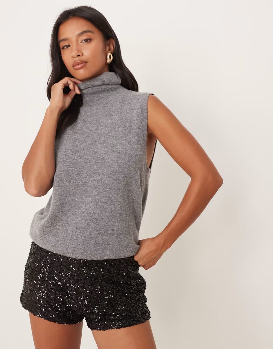 ASOS Never Fully Dressed Petite sequin hotpant in black
