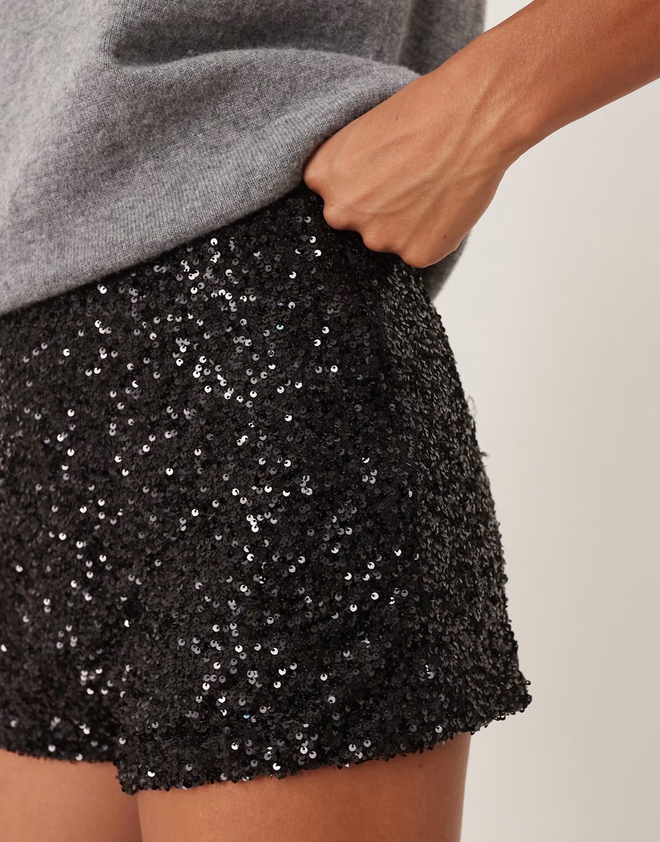 ASOS Never Fully Dressed Petite sequin hotpant in black - 3