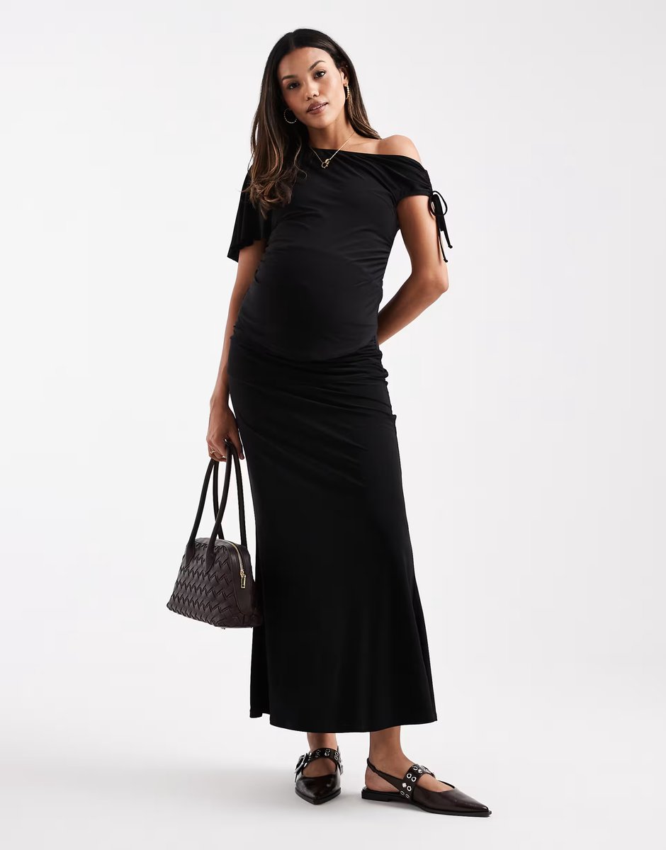 ASOS ASOS DESIGN Maternity co-ord ruched slinky in black - 1