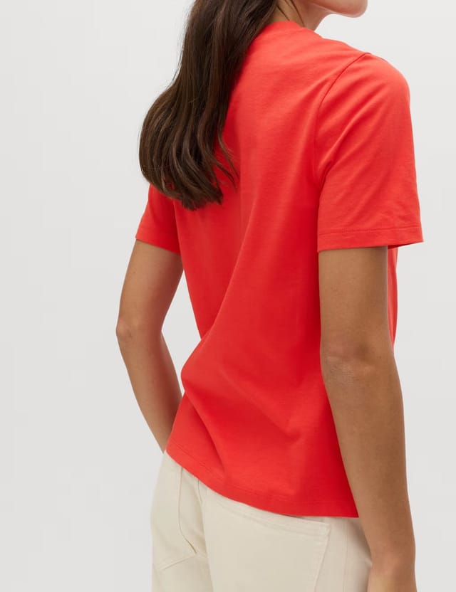 Marks & Spencer M&S Pure Cotton Everyday Fit T-Shirt Red - 3