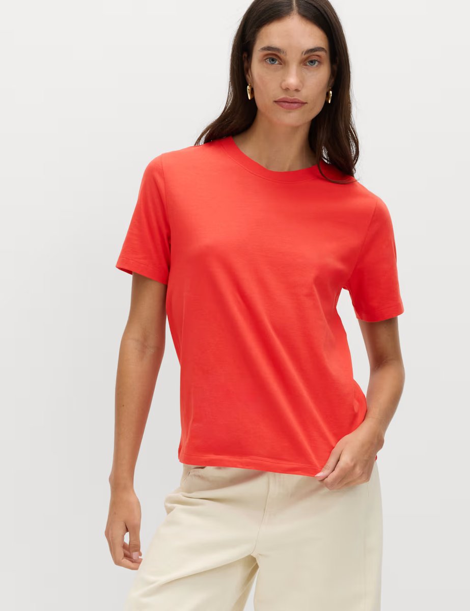 Marks & Spencer M&S Pure Cotton Everyday Fit T-Shirt Red - 4