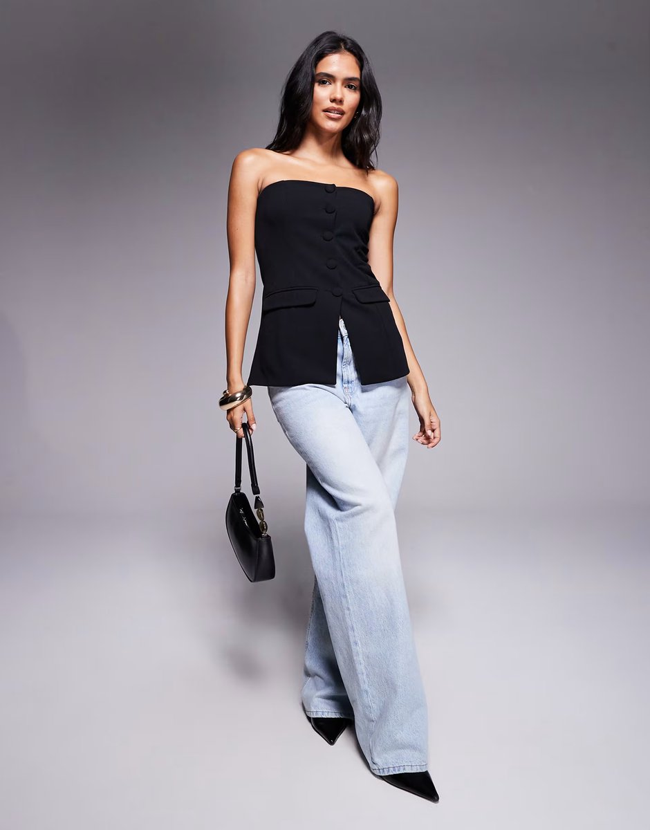 ASOS Brave Soul tailored bandeau waistcoat in black - 3