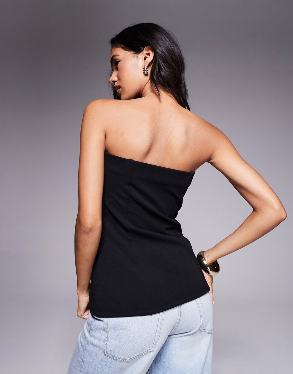 ASOS Brave Soul tailored bandeau waistcoat in black - 4