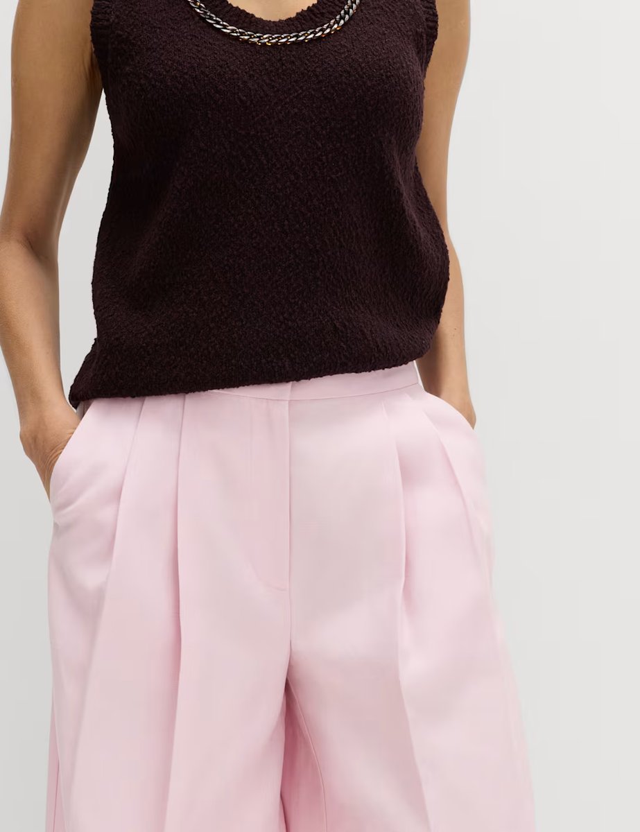 Marks & Spencer M&S Lyocell Rich Pleat Front Palazzo Trousers English Rose - 3