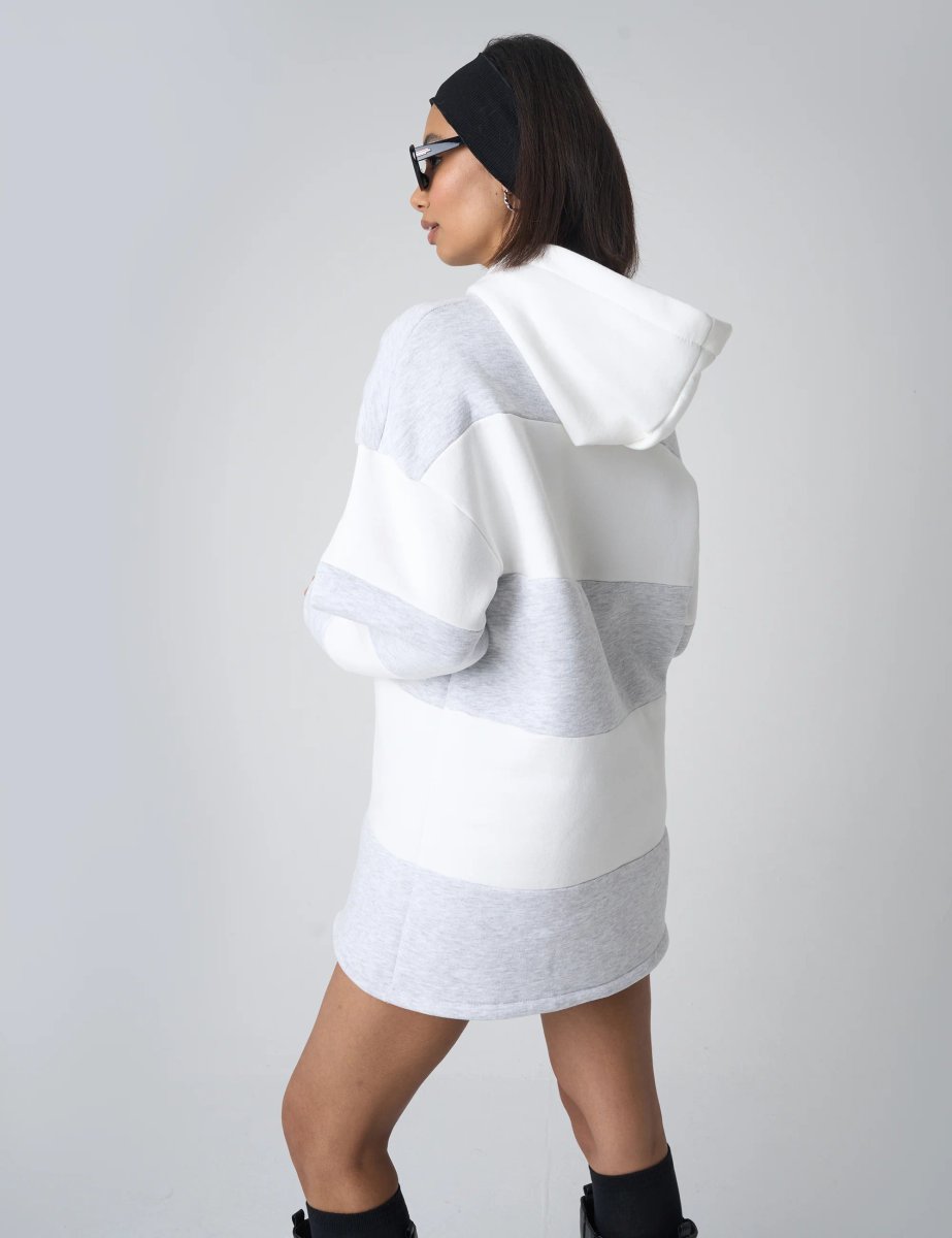 Public Desire Oversized Striped Hoodie Grey & White - 2