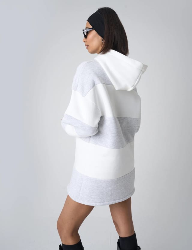 Public Desire Oversized Striped Hoodie Grey & White - 2