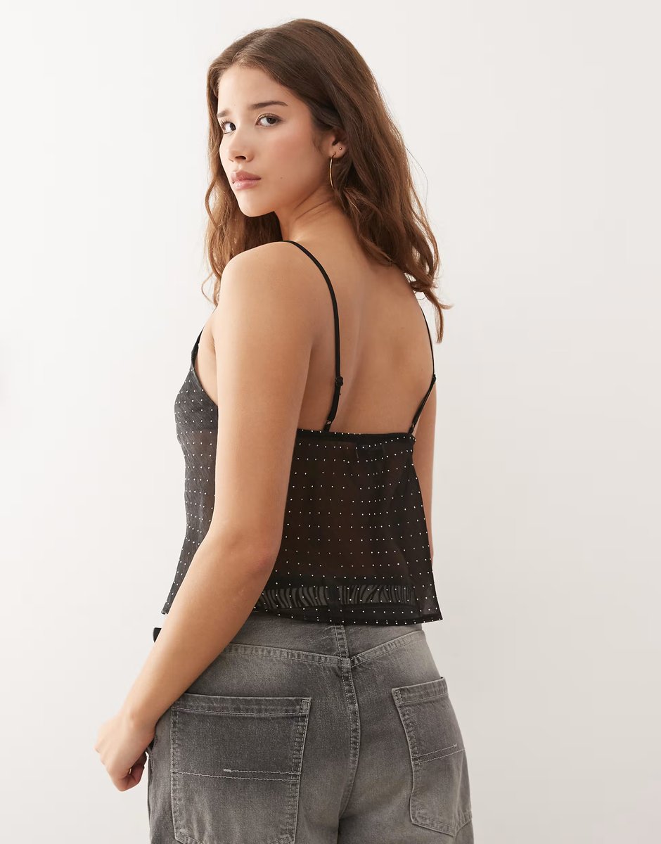 ASOS COLLUSION hot fix chiffon cami top in black - 4