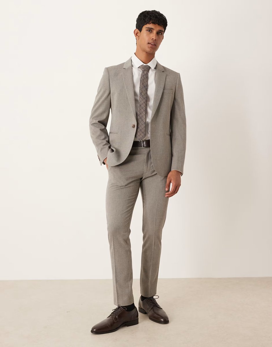 ASOS ASOS DESIGN skinny suit jacket in stone twill - 2