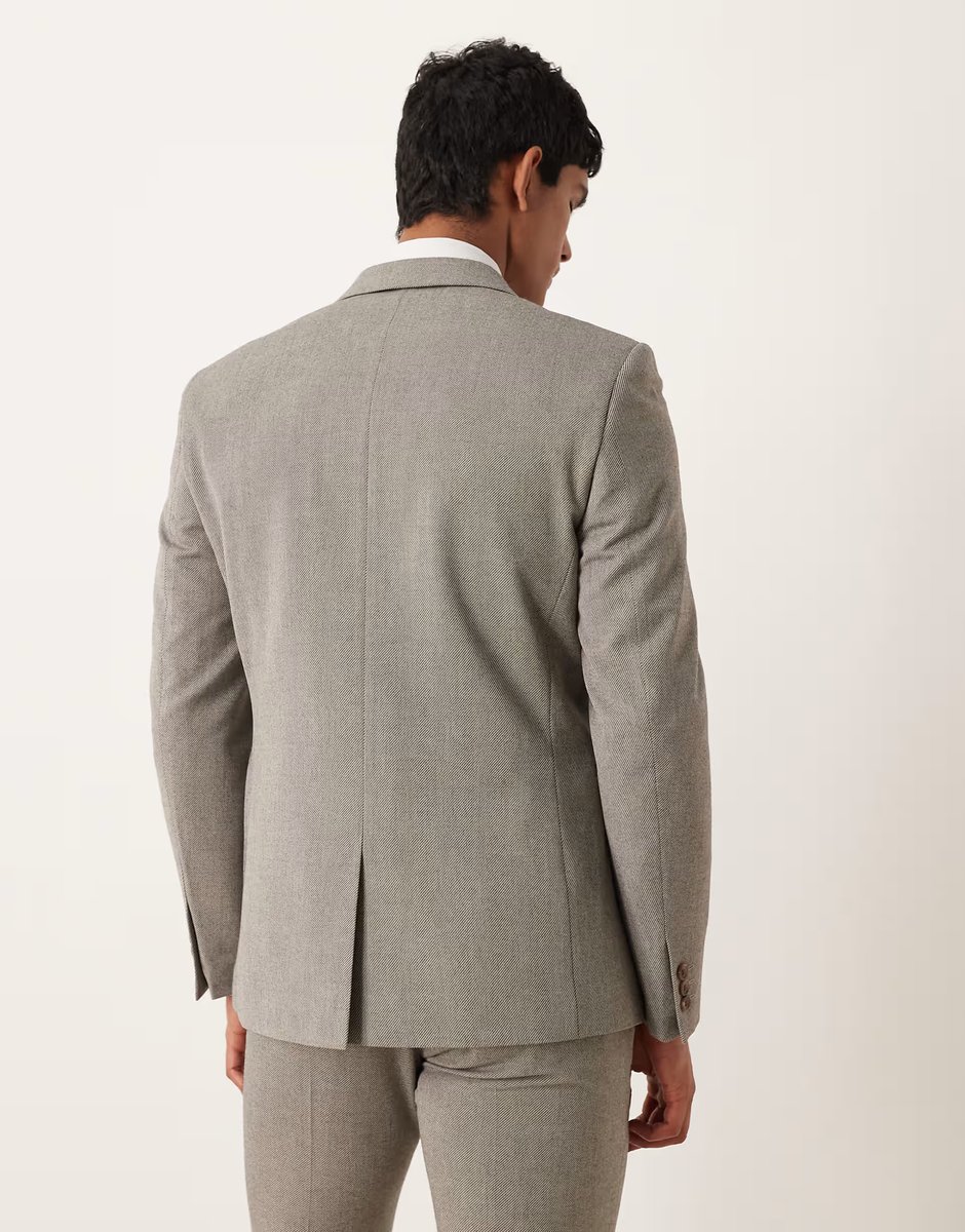 ASOS ASOS DESIGN skinny suit jacket in stone twill - 3