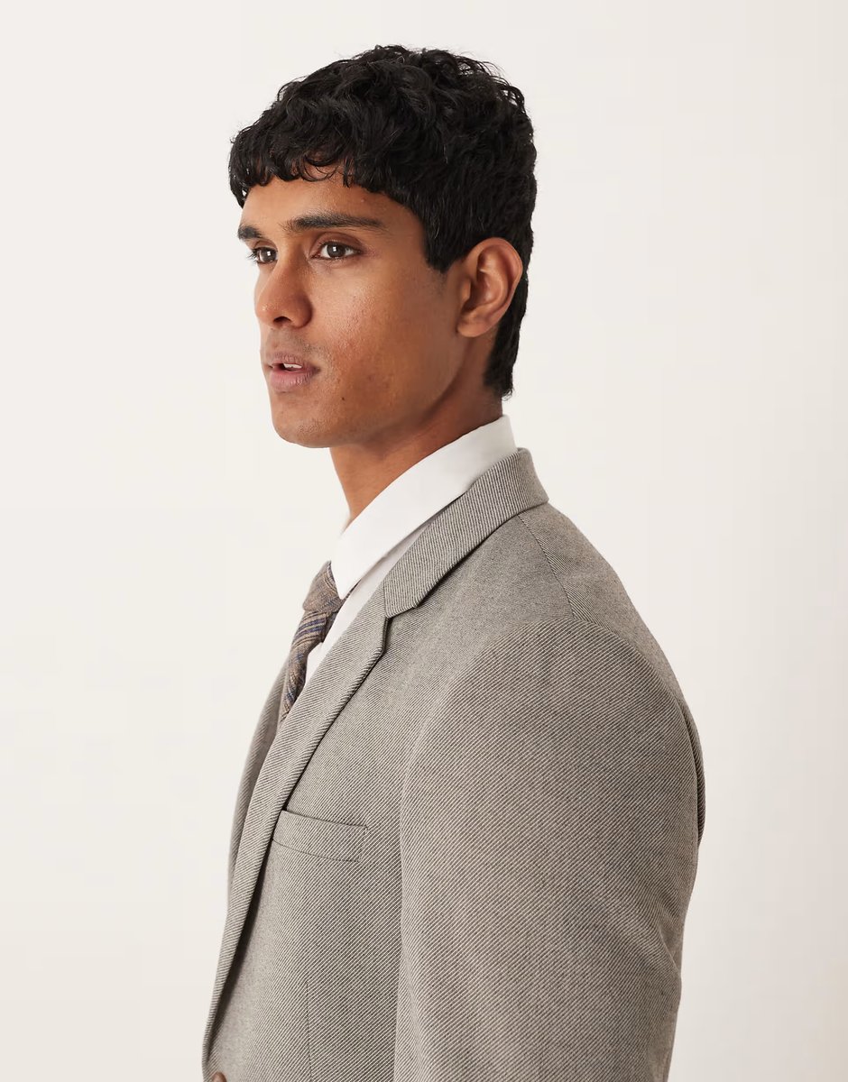 ASOS ASOS DESIGN skinny suit jacket in stone twill - 4