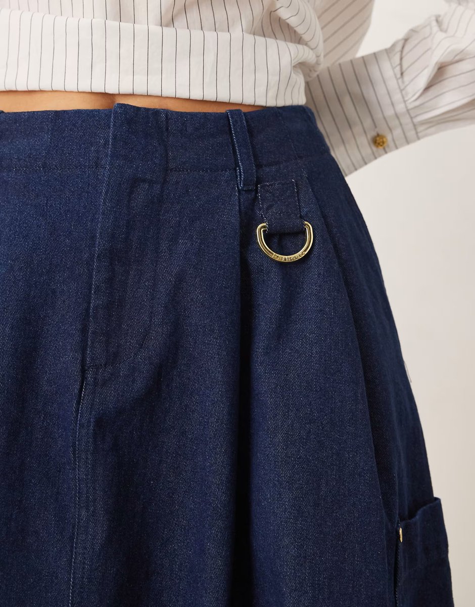 ASOS Barbour saima denim midi skirt in dark wash - 4