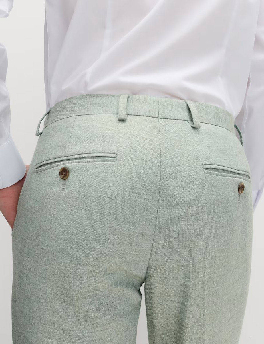 Marks & Spencer M&S Slim Fit Textured Stretch Trousers Green - 3