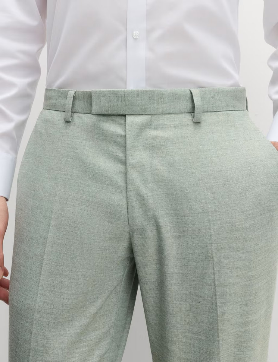 Marks & Spencer M&S Slim Fit Textured Stretch Trousers Green - 4