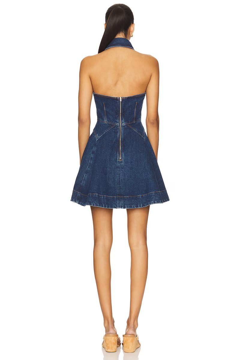 revolve Denim Sleeveless Flared Mini Dress - 3