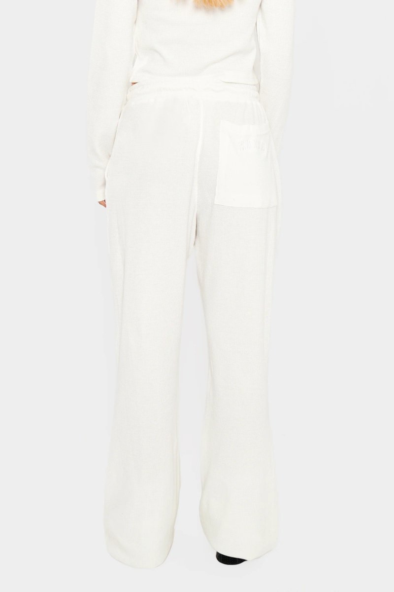 Kaiia Kaiia Waffle Wide Leg Joggers Cream - 4