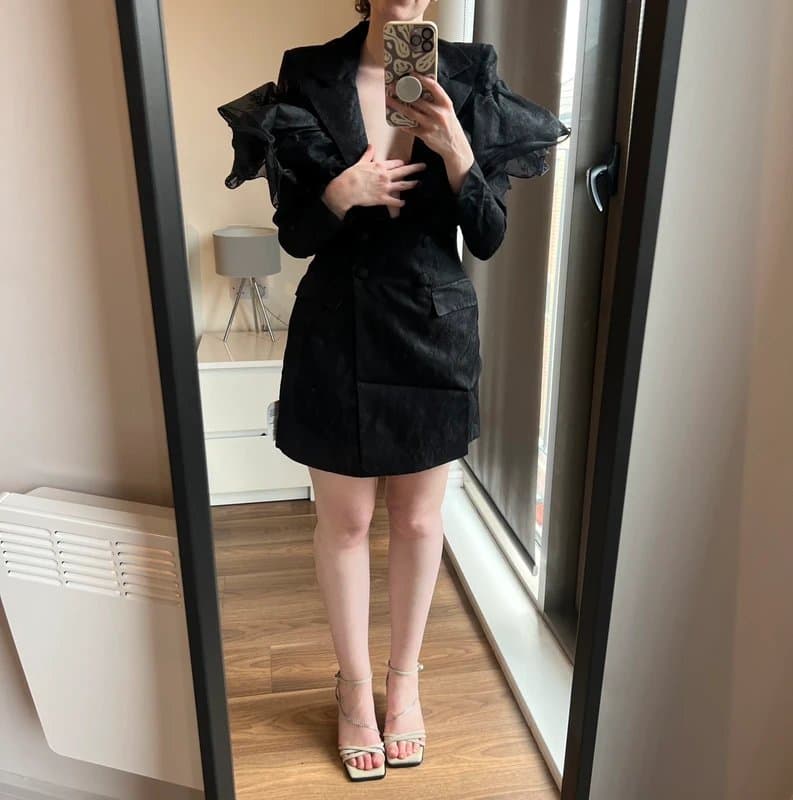 ASOS Asos Luxe wired lace organza blazer dress