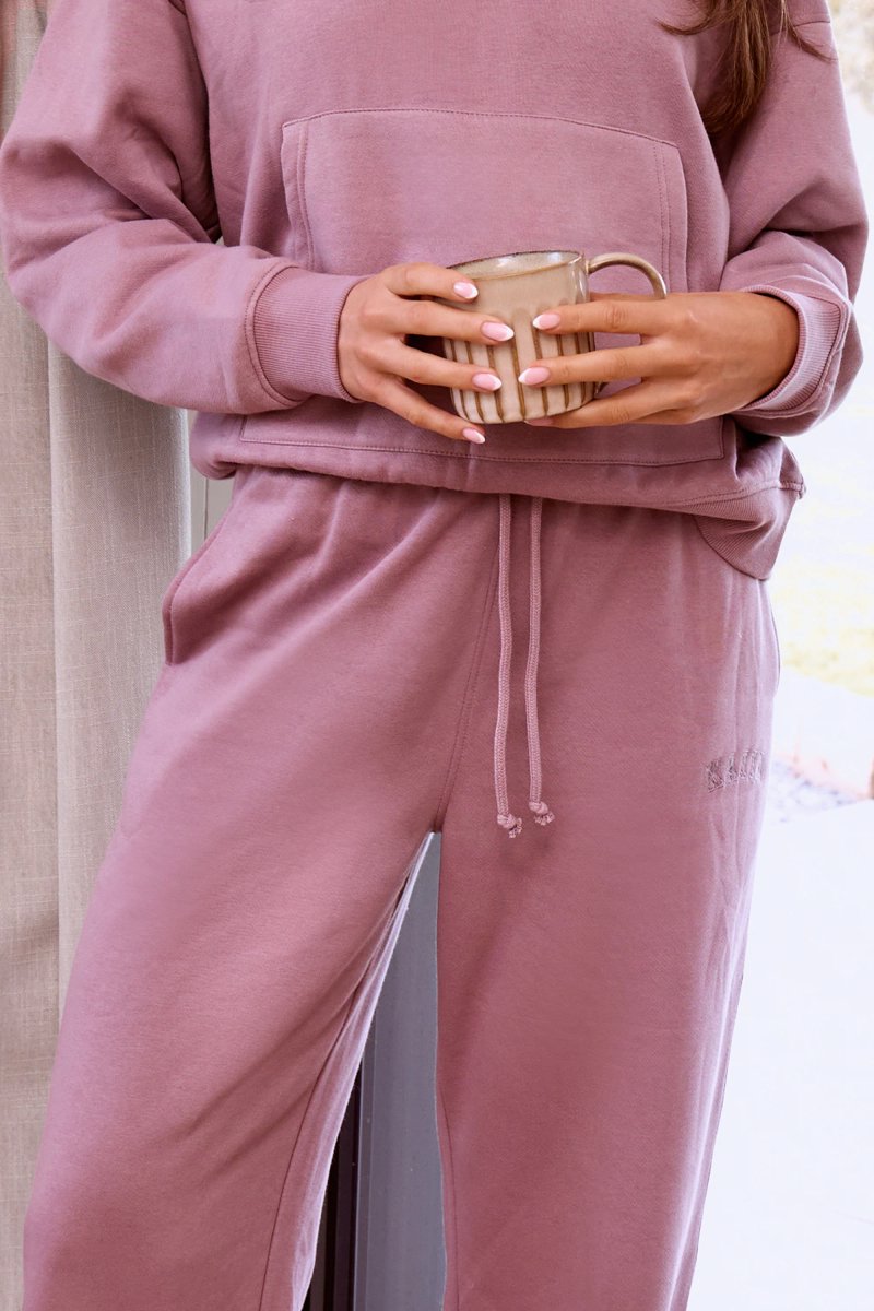 Kaiia Kaiia Slogan Straight Leg Joggers Faded Purple - 3