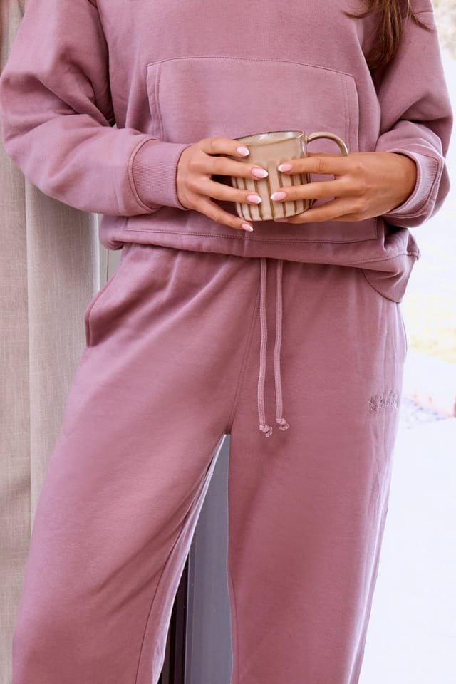 Kaiia Kaiia Slogan Straight Leg Joggers Faded Purple - 3