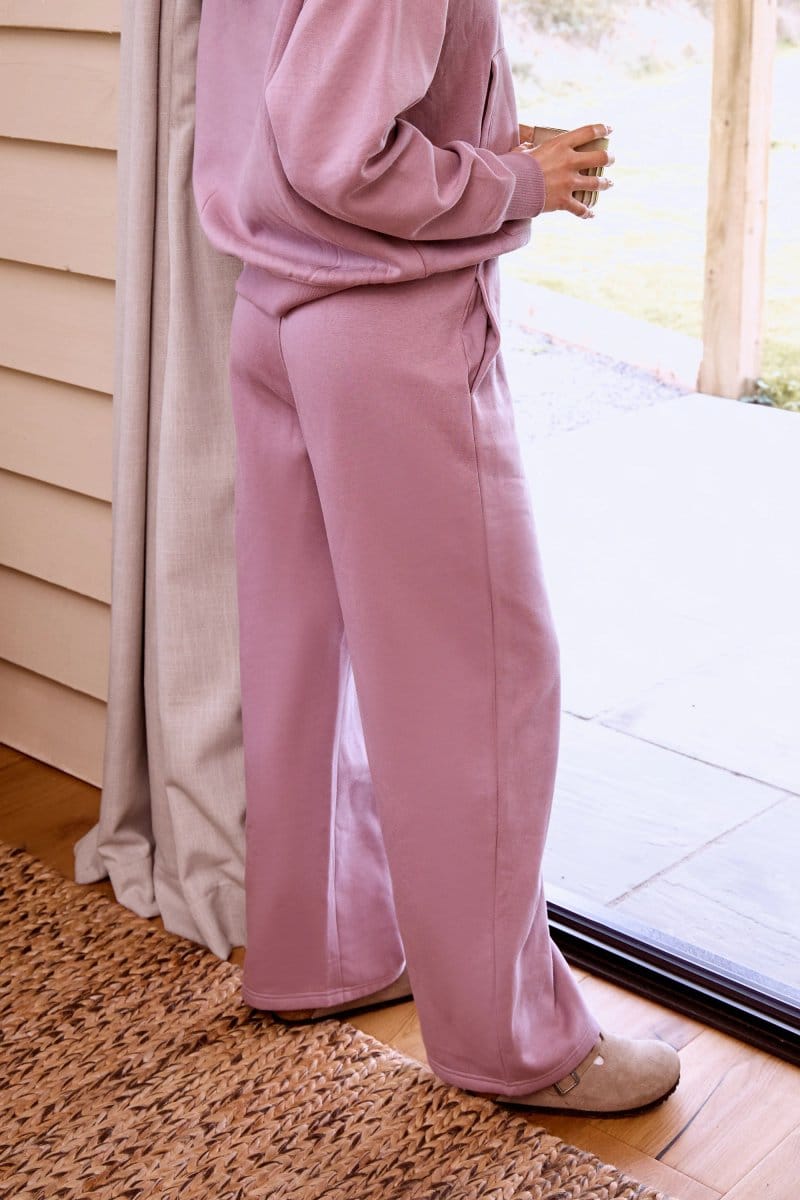 Kaiia Kaiia Slogan Straight Leg Joggers Faded Purple - 4