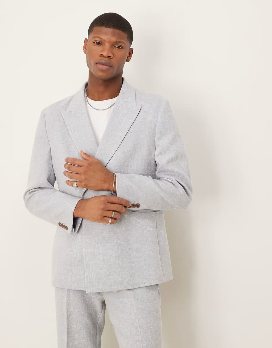 ASOS ASOS DESIGN Slouchy Regular Suit Jacket in Light Grey