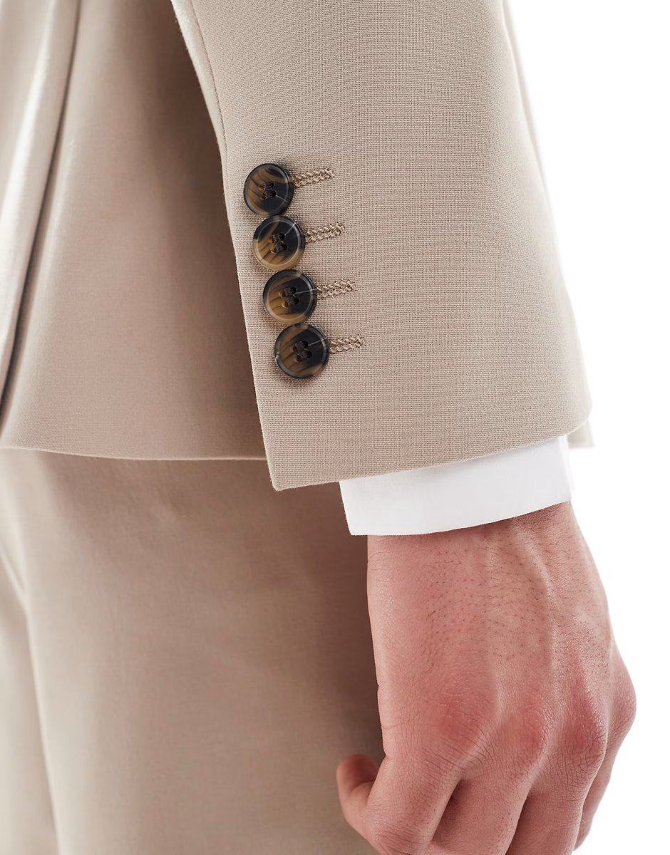 ASOS ASOS DESIGN double breasted slim suit jacket in beige - 2