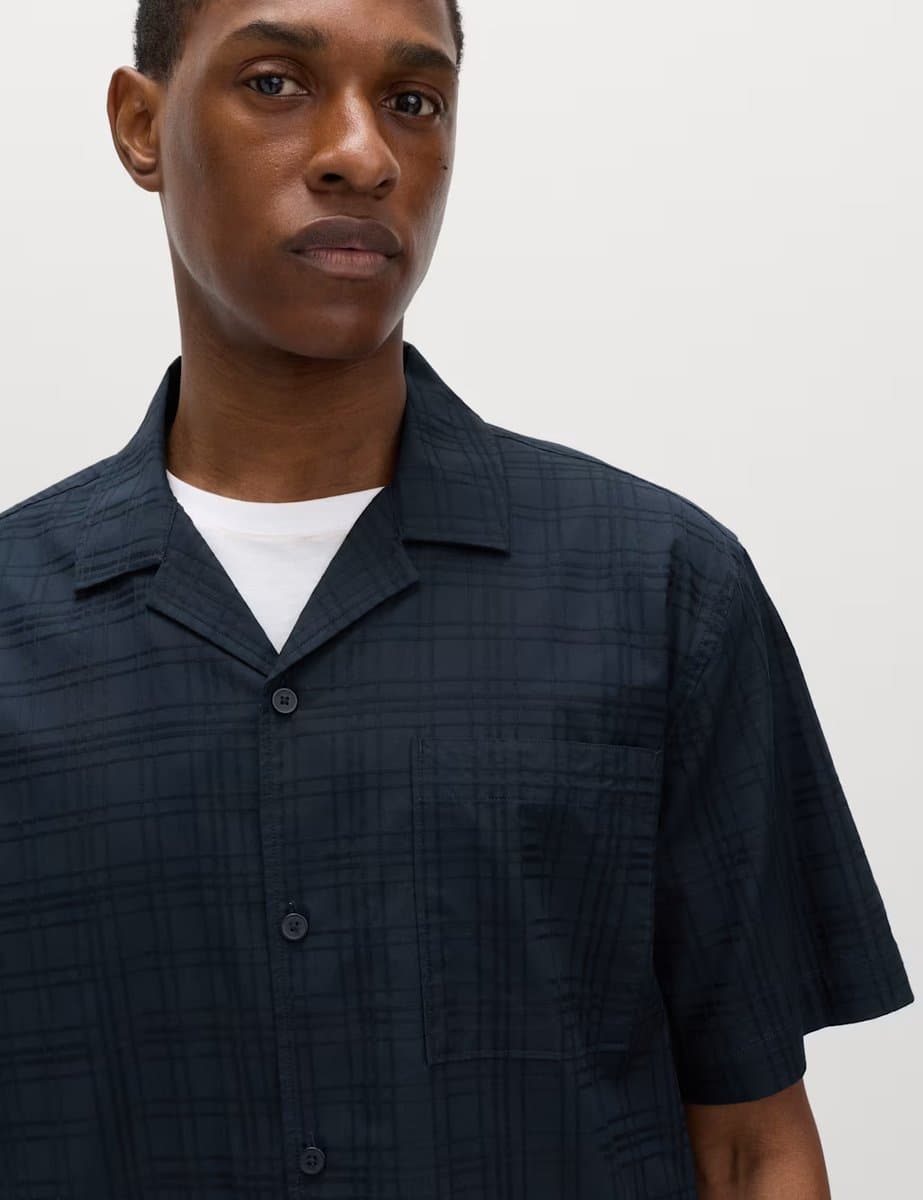 Marks & Spencer M&S Regular Fit Pure Cotton Shirt in Dark Navy