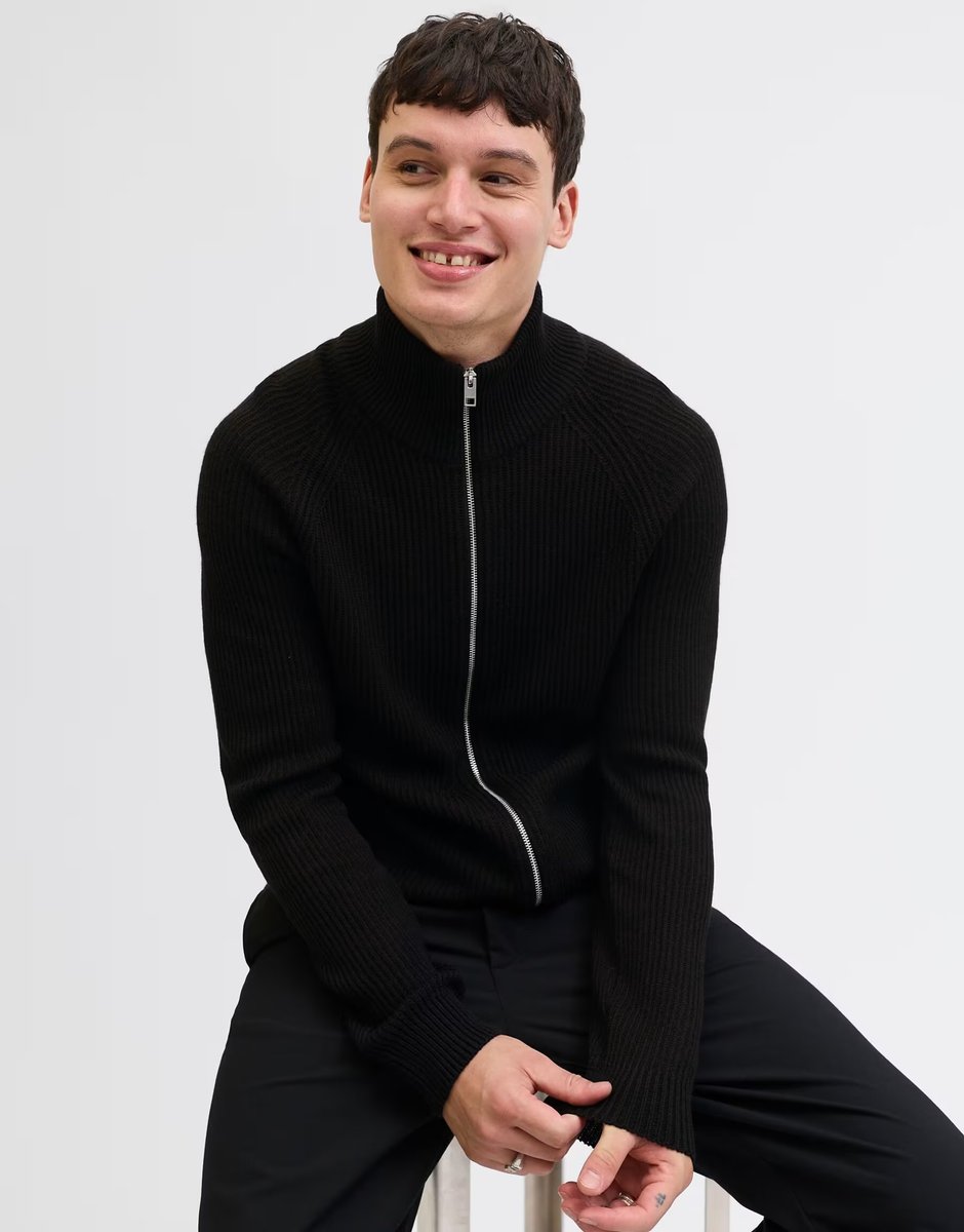 ASOS Jack & Jones Knitted cardigan in black - 3