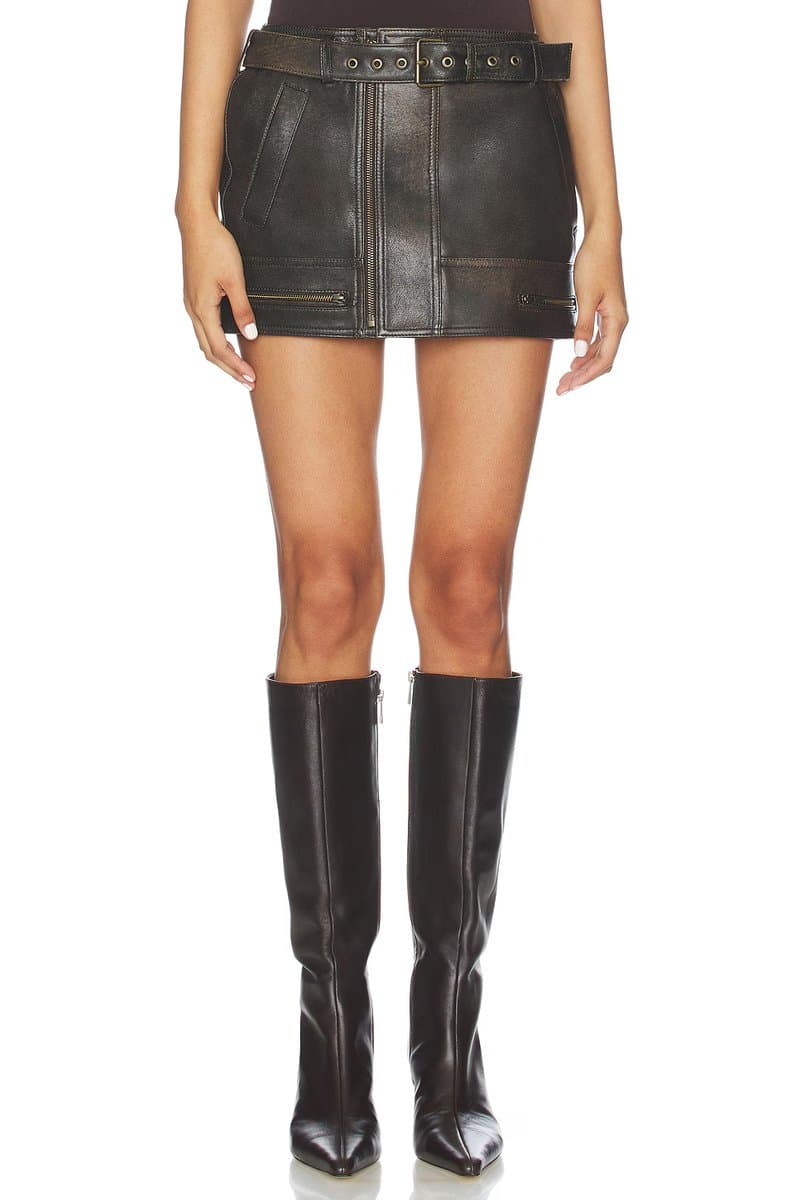 revolve Biker Leather Mini Skirt