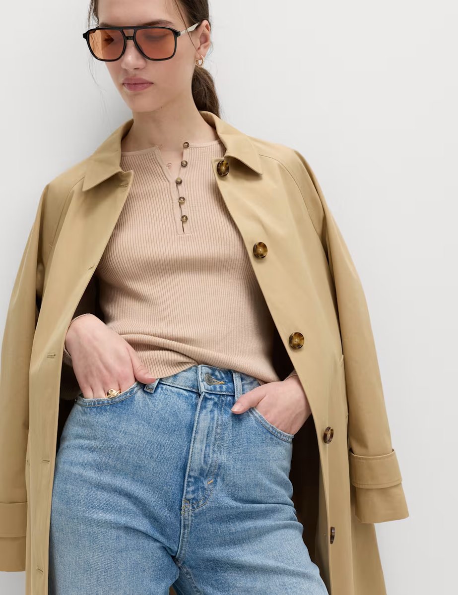 Marks & Spencer M&S Ribbed Slim Fit Knitted Top Cappuccino - 2