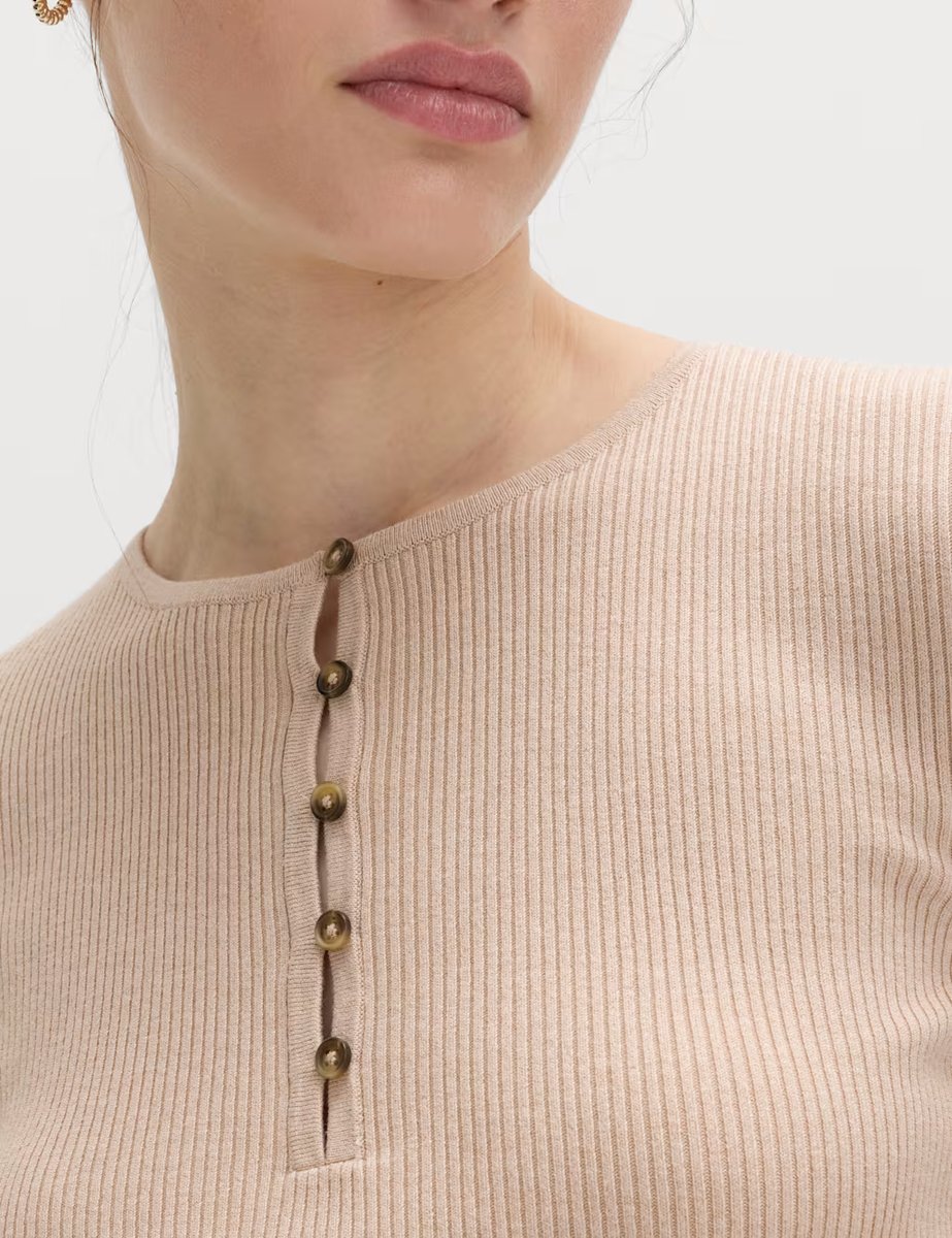 Marks & Spencer M&S Ribbed Slim Fit Knitted Top Cappuccino - 3