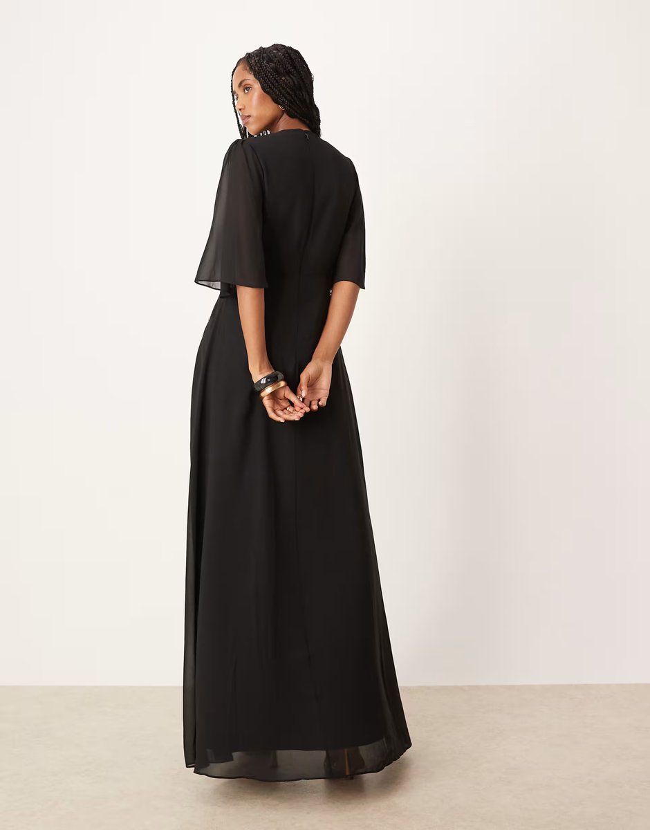 ASOS Hope & Ivy v-neck embellished maxi dress in black and gold - 4
