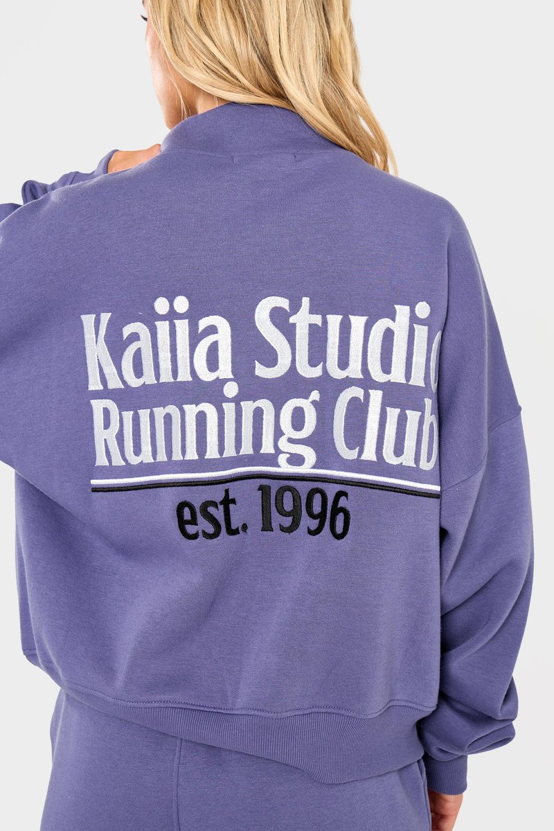 Kaiia Kaiia Running Club Logo Quarter Zip Sweatshirt Light Navy - 2