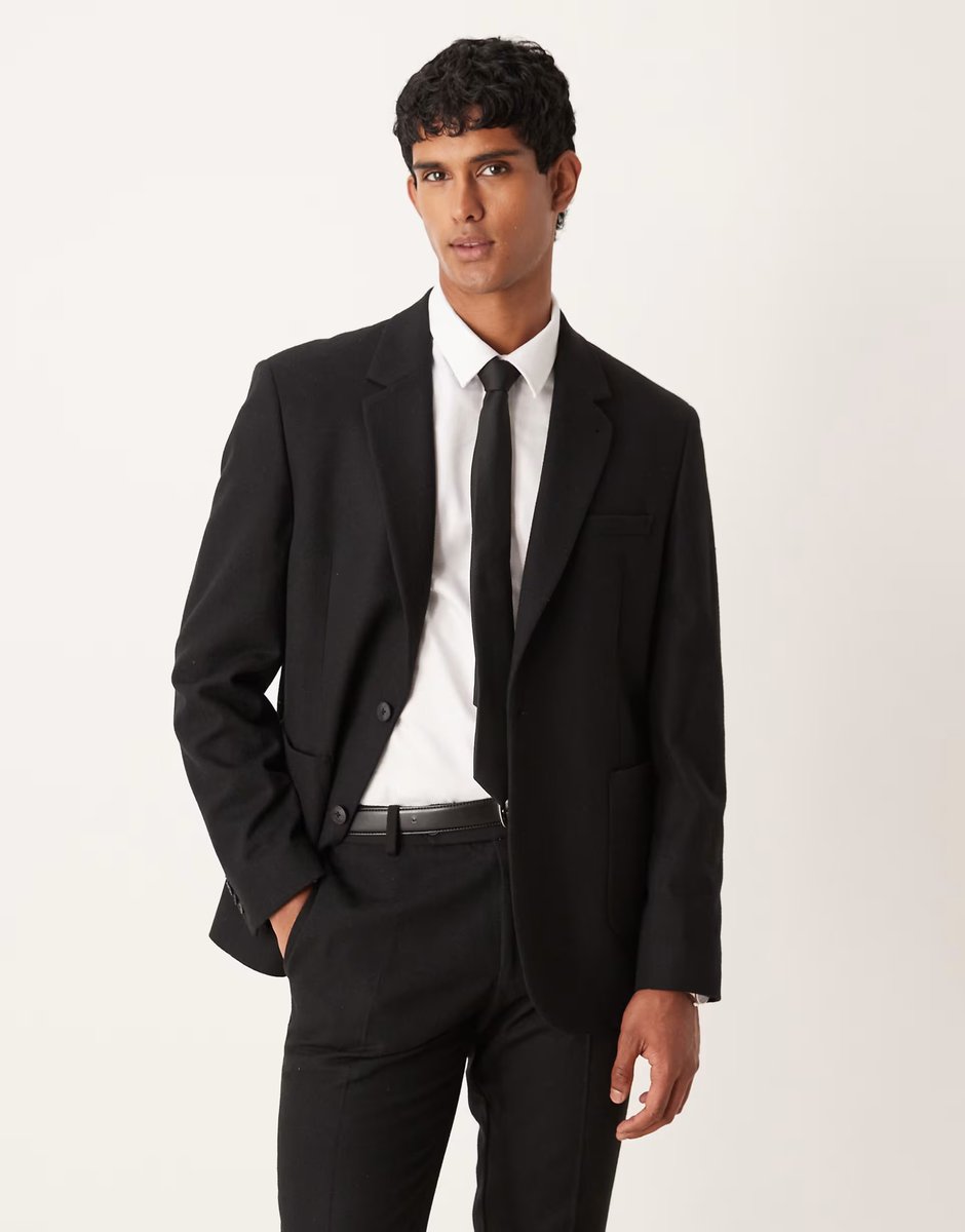 ASOS ASOS DESIGN slim wool mix suit jacket in black - 1