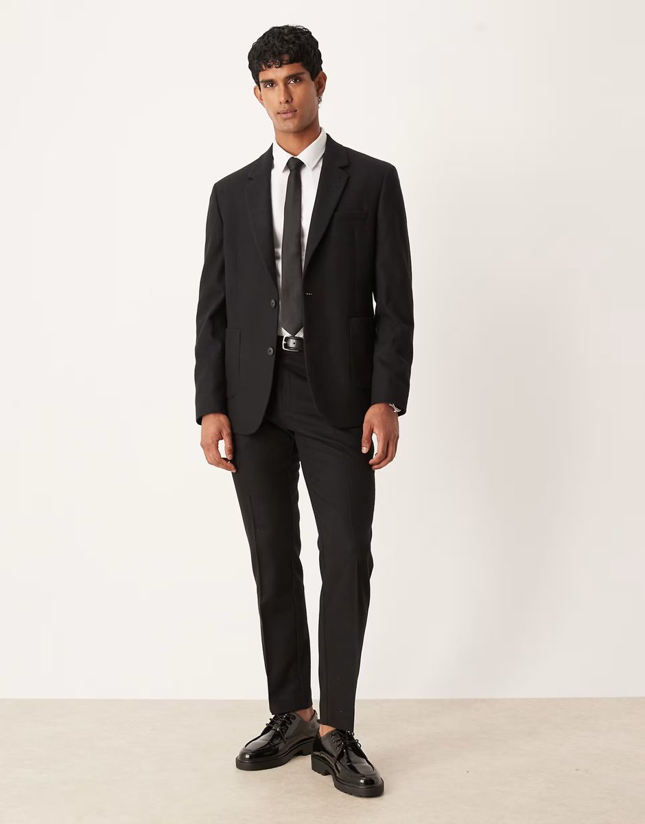 ASOS ASOS DESIGN slim wool mix suit jacket in black - 2