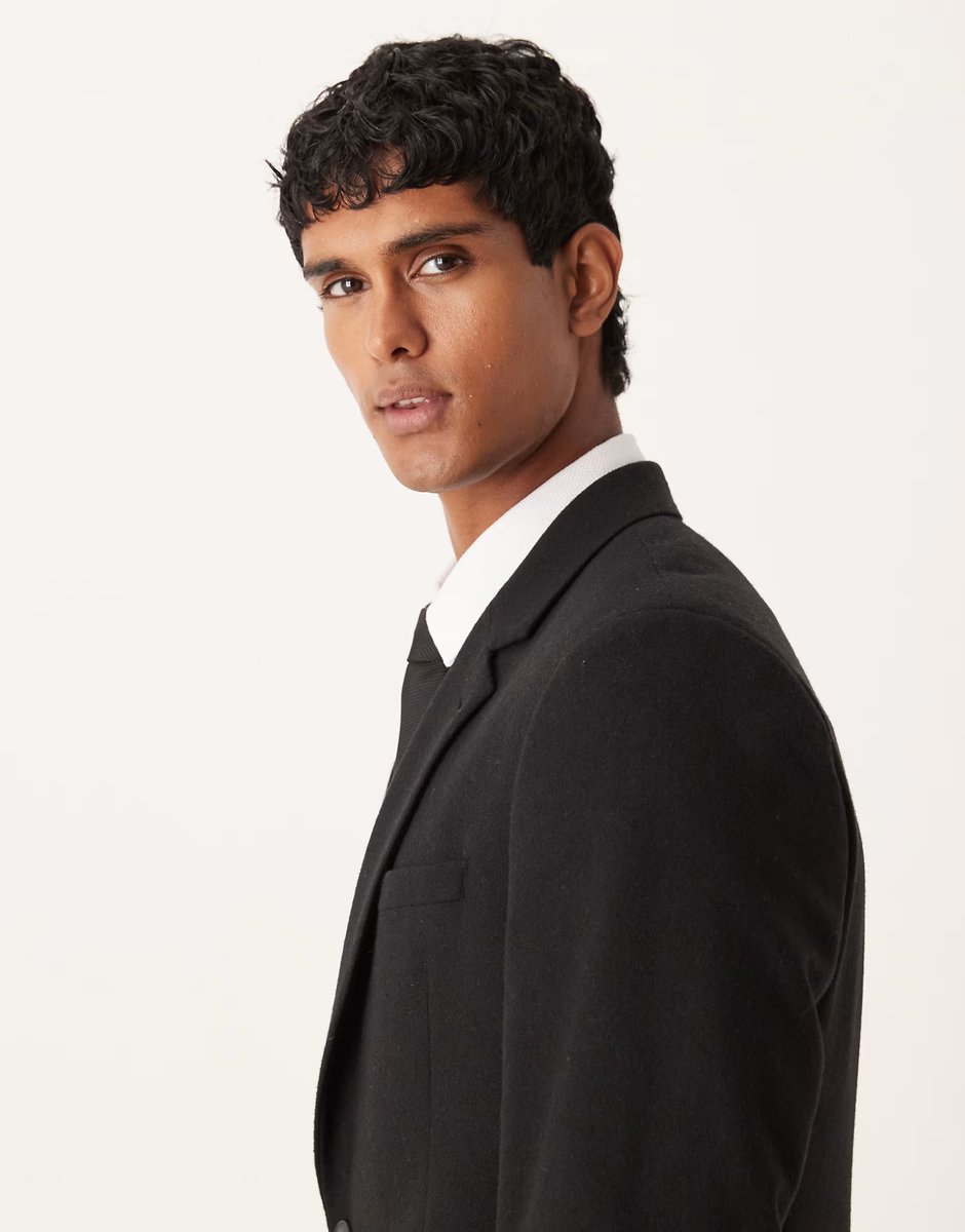 ASOS ASOS DESIGN slim wool mix suit jacket in black - 3