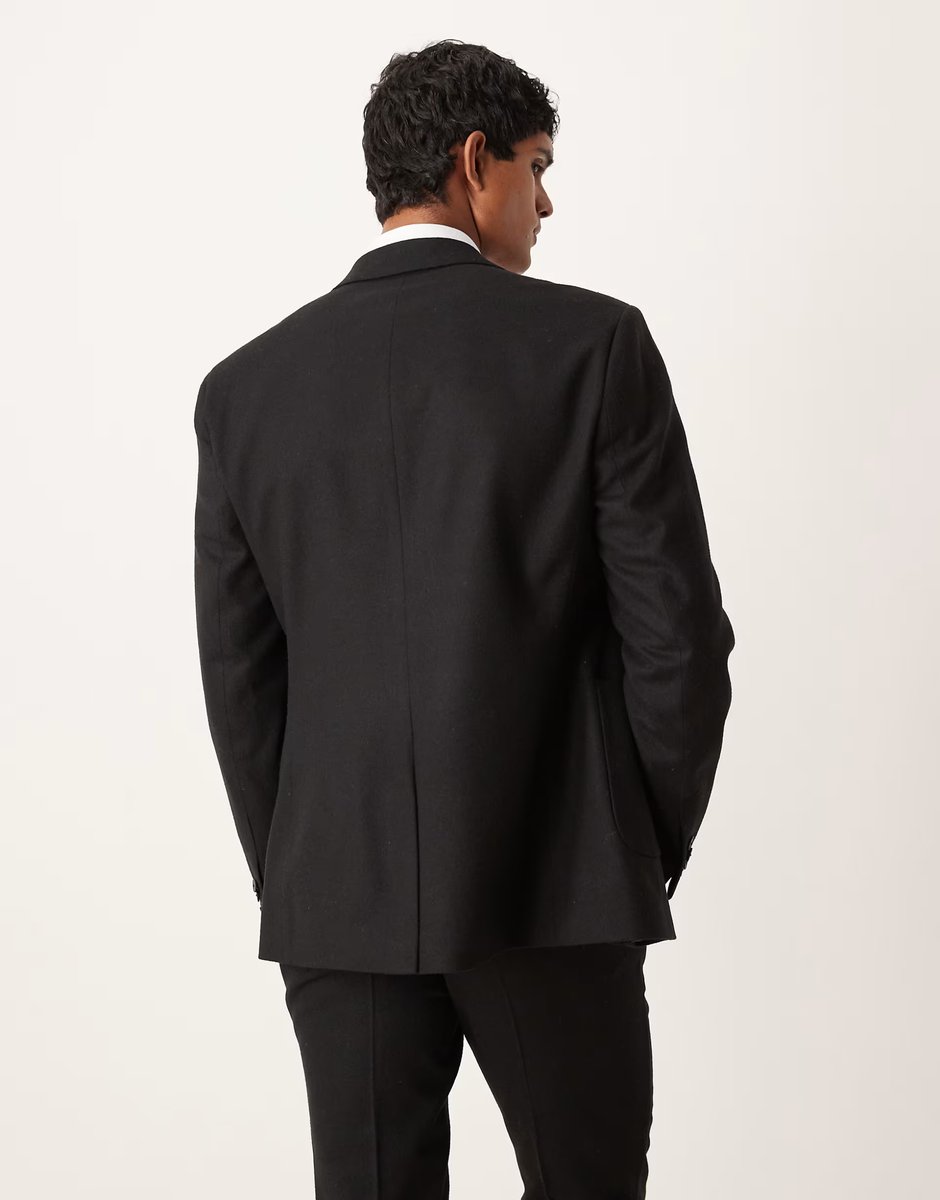 ASOS ASOS DESIGN slim wool mix suit jacket in black - 4