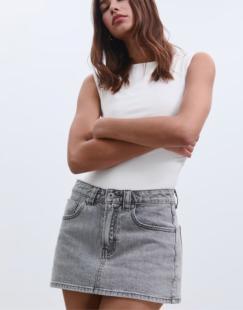 ASOS Stradivarius D62 denim skort in light grey