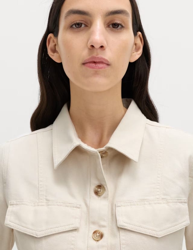 Marks & Spencer M&S Denim Button Through Mini Utility Dress Ecru - 2