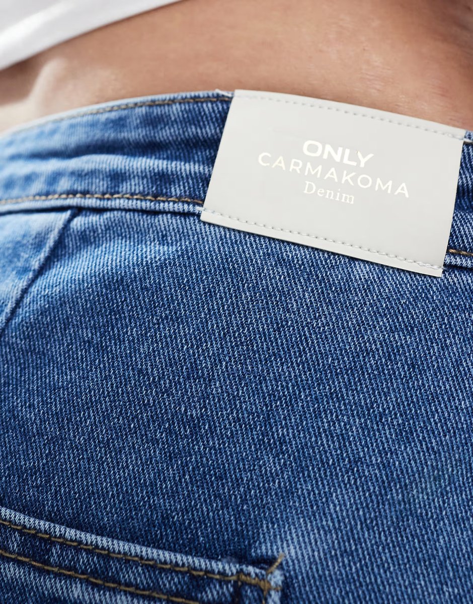 ASOS ONLY Curve front slit denim midi skirt in mid blue - 3