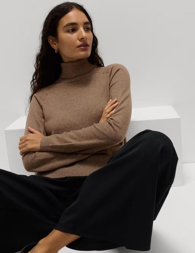 Marks & Spencer M&S Air-Yarn Roll Neck Jumper Hazelnut - 2