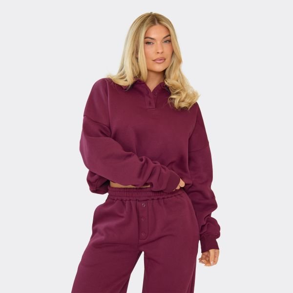 EGO OVERSIZED POLO SWEATSHIRT IN PURPLE, Women's Size UK 6 - 1